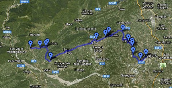 itinerario Valdobbiadene